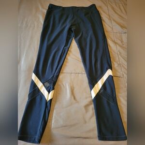 X By Gottex Women’s Active Yoga Leggings Mesh Insert Black With Tan Insert